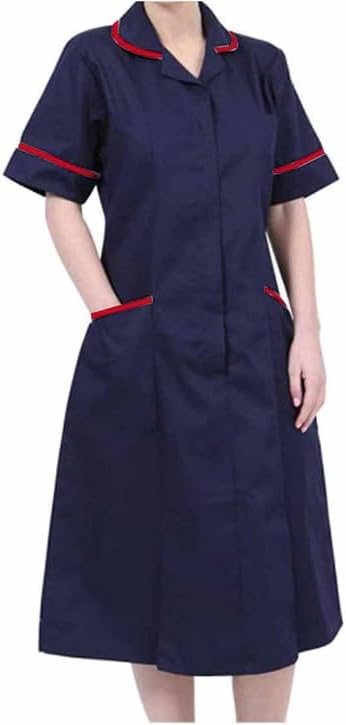 Women Healthcare Dress Tunic Nurses Uniform Medical Dental Therapist Long Dress