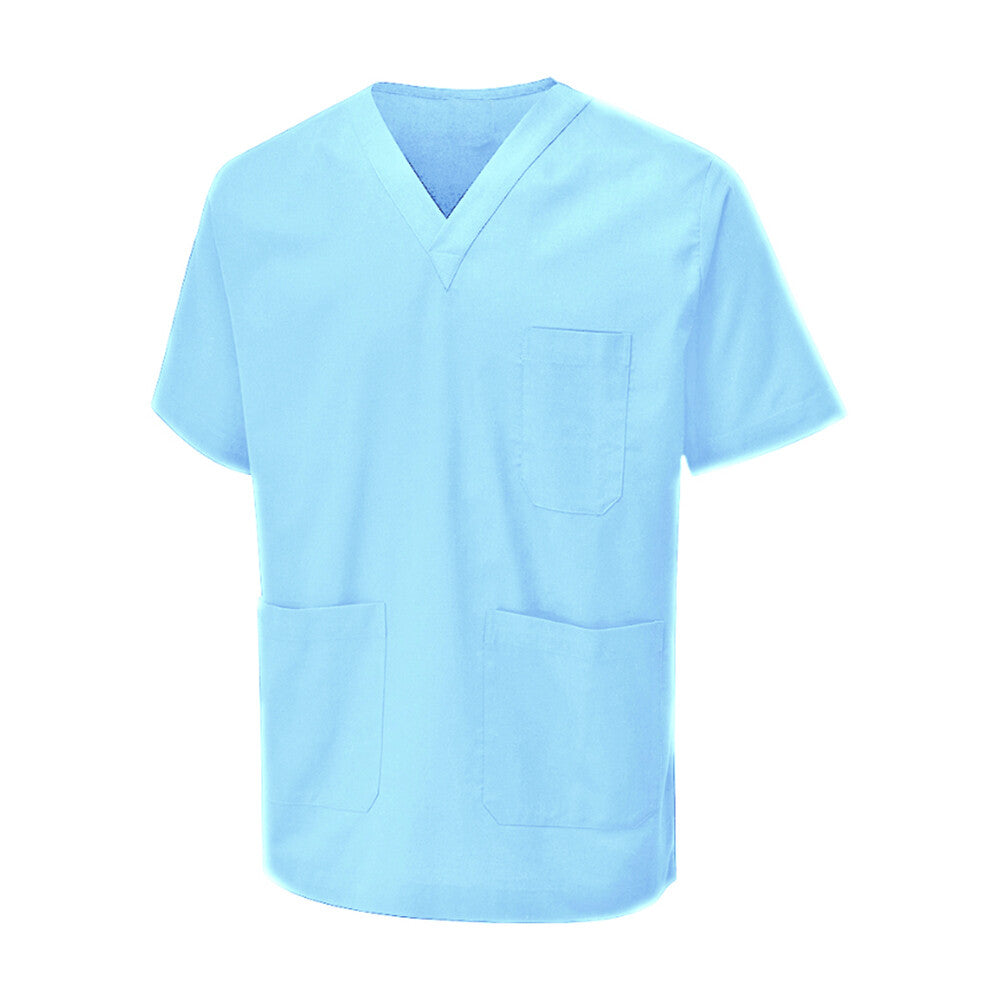 Sky Mens and Womens Hospital Doctors Scrub Tunic Tops, Medical Doctor Uniform, Lightweight Fabric Medical Work Wear, Sky Blue