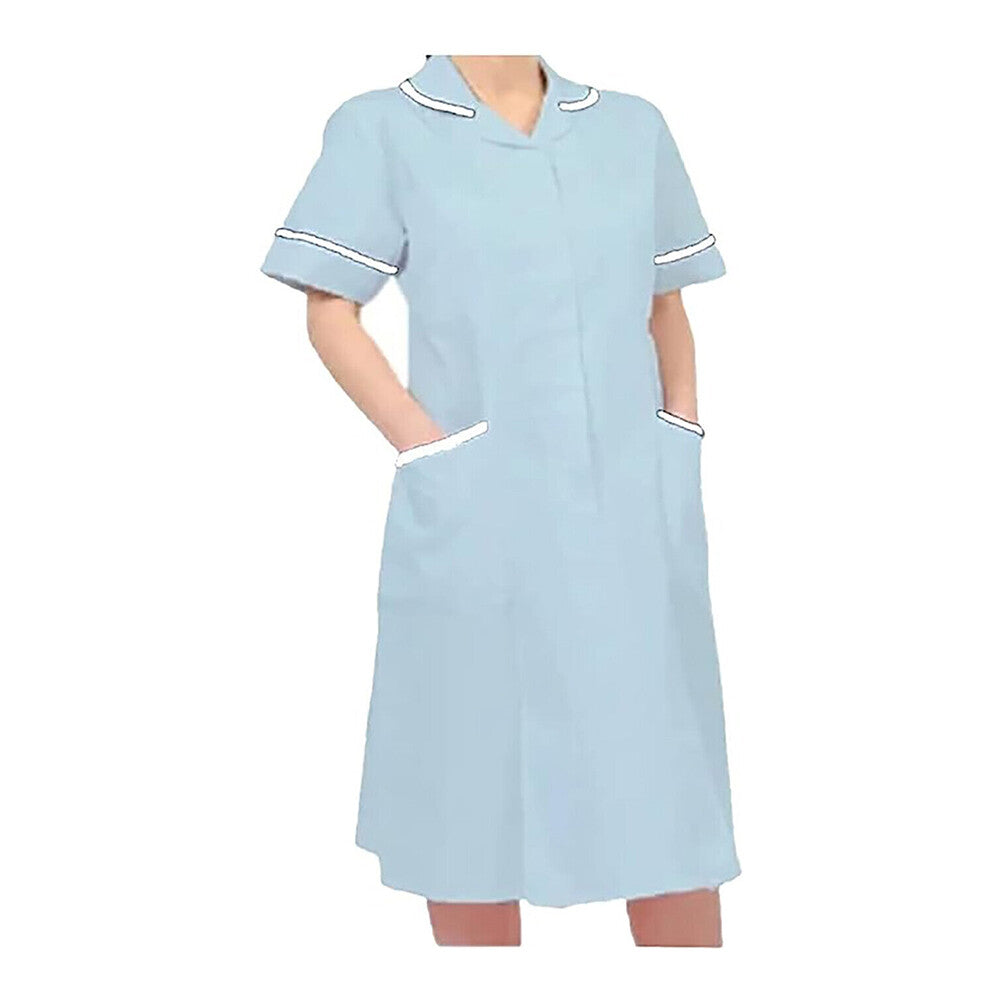 Women Healthcare Dress Tunic Nurses Uniform Medical Dental Therapist Long Dress