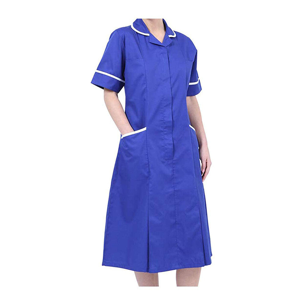 Women Healthcare Dress Tunic Nurses Uniform Medical Dental Therapist Long Dress